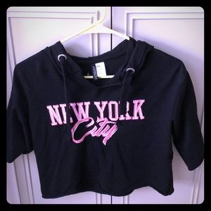 Short sleeve crop hoodie